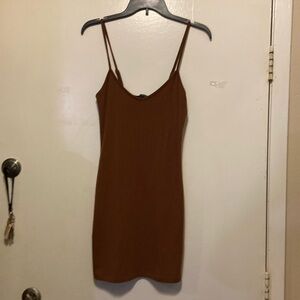 Knit Brown Dress Spag Strap shaped Forever 21 Med